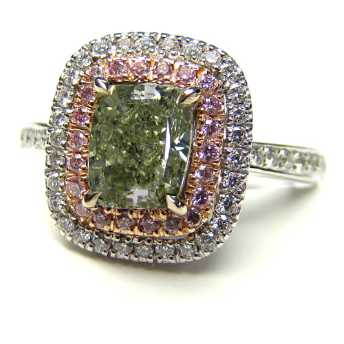 View 1.47 ct. Radiant Fancy g. y. GREEN