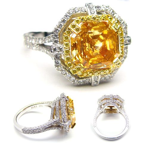 3.61 Emerald Cut Fancy Intense Orange-Yellow