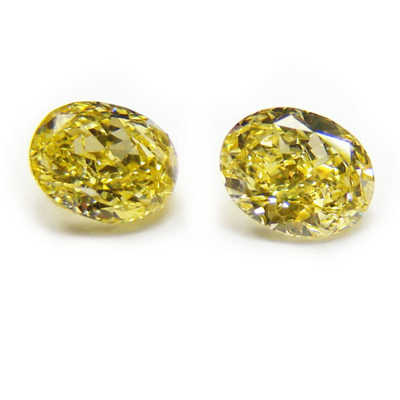 View 0.9 ct. Oval Fancy Vivid Yellow (Pair)