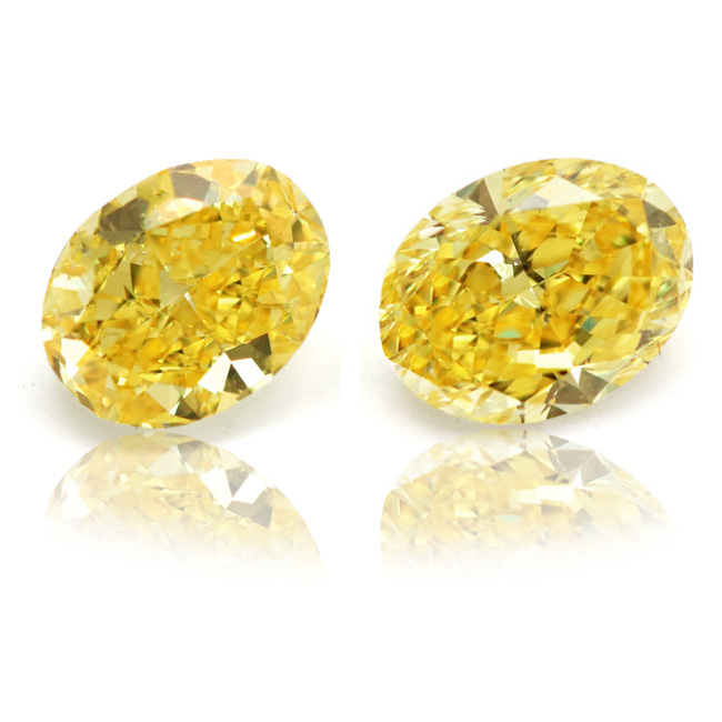 View 2.02 ct. Oval Fancy Vivid Yellow (Pair)