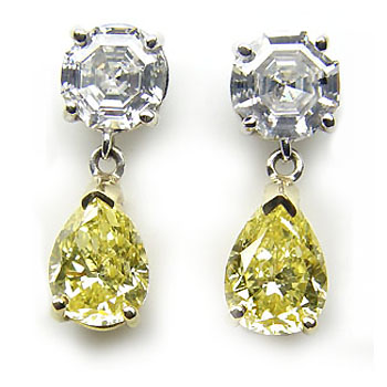 View 2.74ct Fancy Intense Yellow Drop Earrings