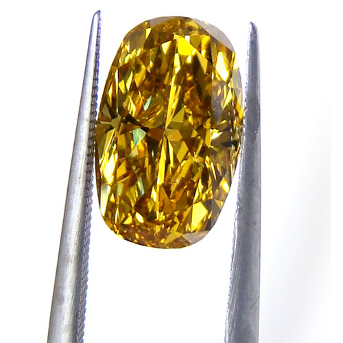 View 2.55 ct. Cushion Fancy Deep b. Yellow