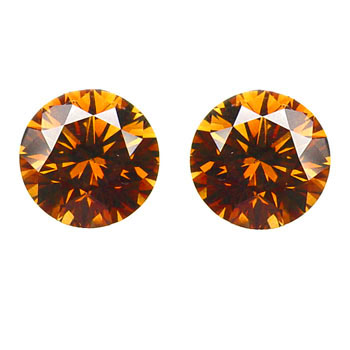 View 0.63 ct. Round Fancy Deep b. Orange (pair)