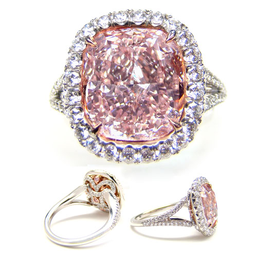 View 4.03 ct. Cushion Fancy Purplish Pink