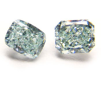 View 0.58 ct. Radiant Fancy Bluish Green (pair)