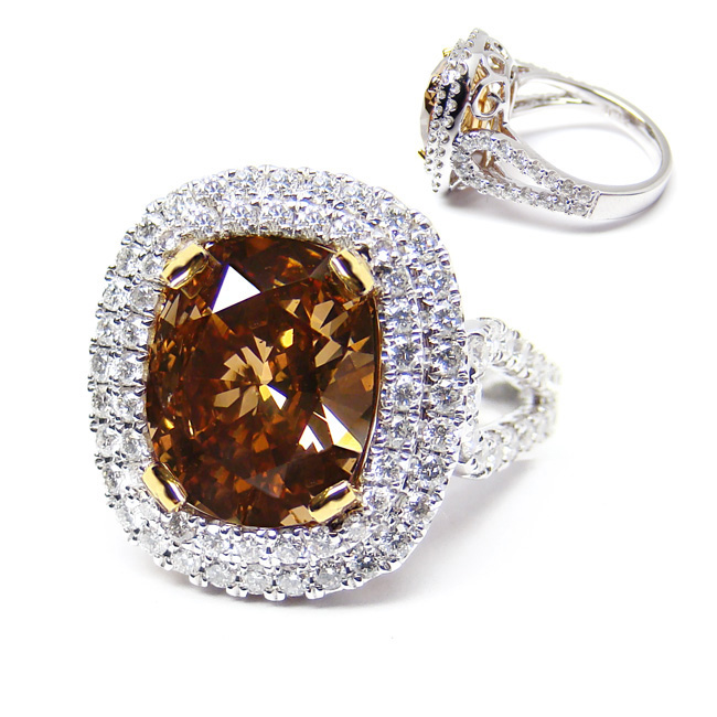 View 3.2 ct. Cushion Fancy Dark Orange Brown