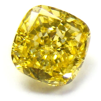 View 0.54 ct. Cushion Fancy Vivid Yellow