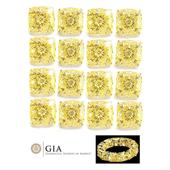 View 8.61 ct. Cushion Fancy Yellow (Set)