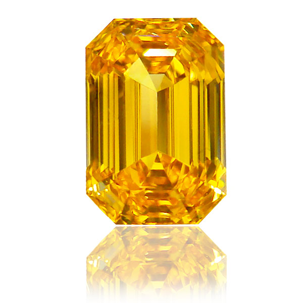 View 1.31 ct. Emerald Cut Fancy VIVID Orangy Yellow