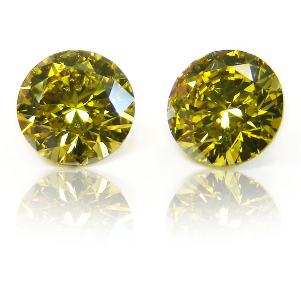 View 2.04 ct. Round Fancy DEEP b. g. Yellow (Pair)