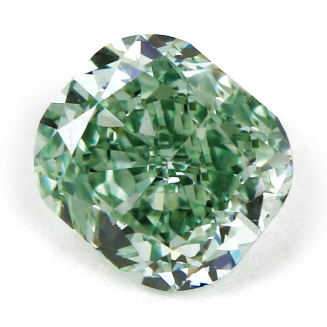 View 0.97 ct. Cushion Fancy VIVID Green