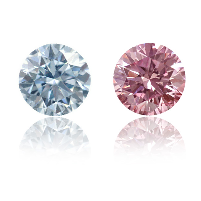 View 1.07 ct. Round Fancy Blue / Fancy Intense Pink (Pair)