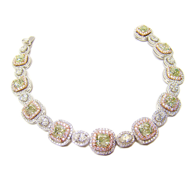 View 11.49tcw Green-Yellow Diamond Bracelet