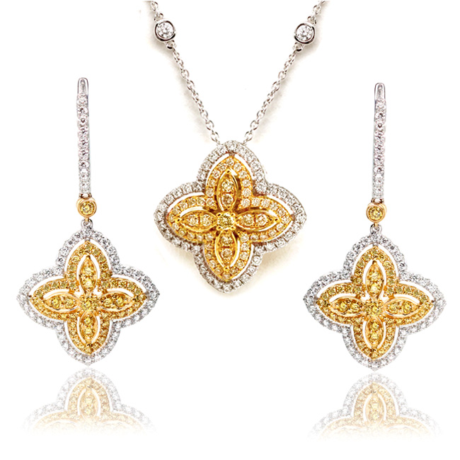 View 2.38 ct. Round Yellow Diamond Jewelry Set