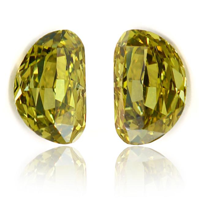 View 0.77 ct. Half Moon Fancy Deep Grayish Greenish Yellow (Pair)