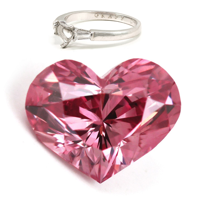 View 0.69 ct. Heart Shape Fancy VIVID Pink (GRAFF)