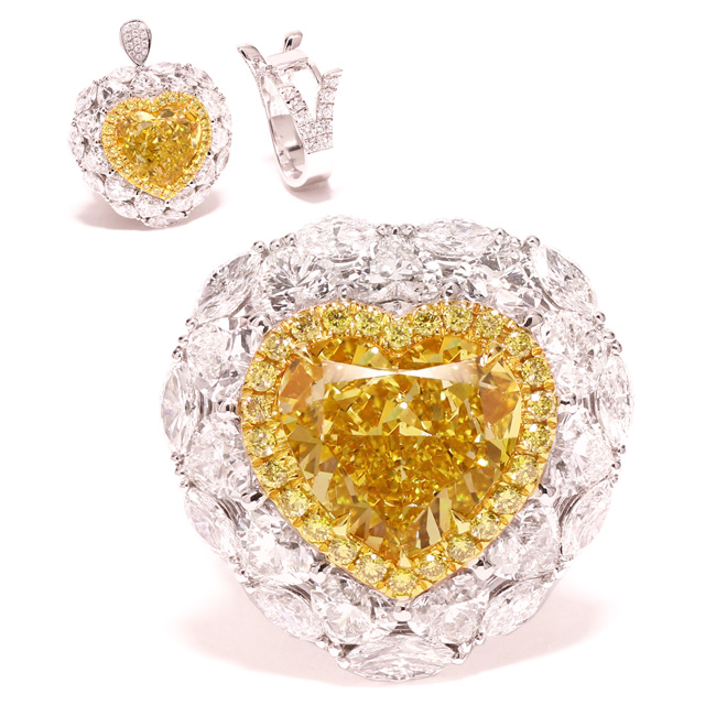 View 8.85 ct. Heart Shape Fancy Deep Yellow