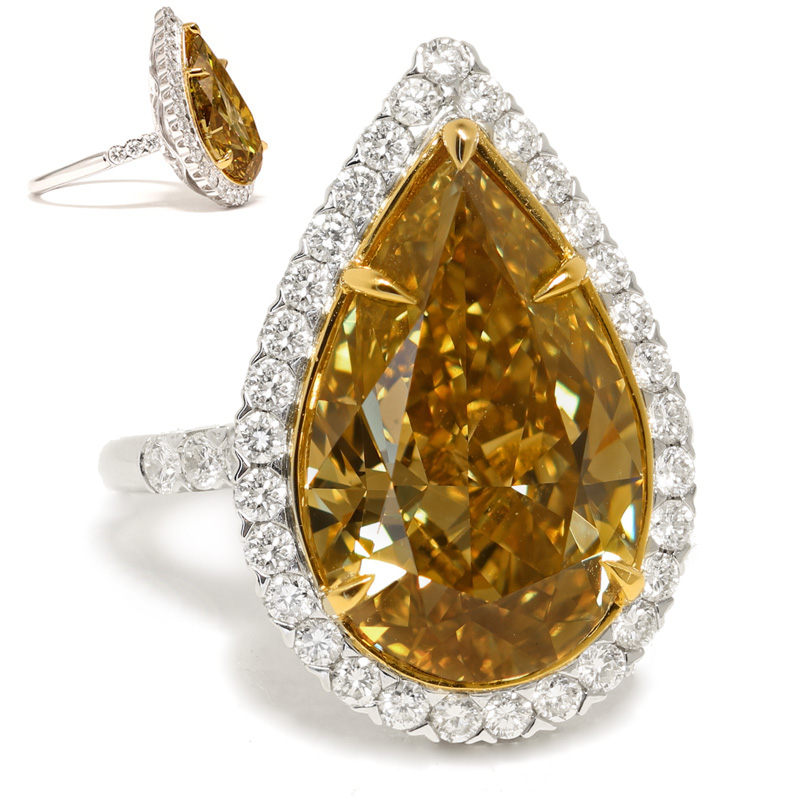 View 8.39 ct. Pear Shape Fancy Deep b. Yellow