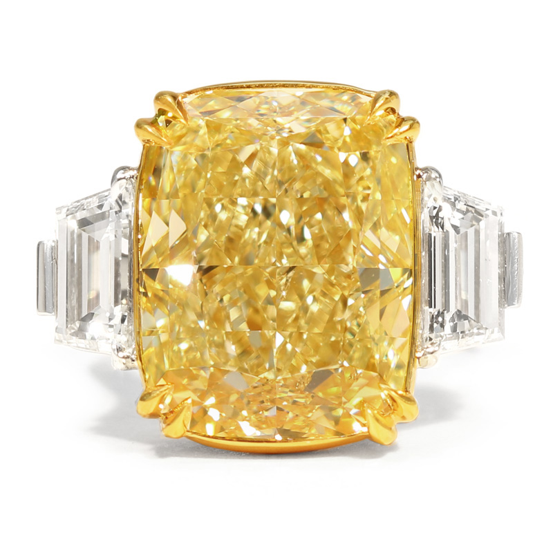 View 15.02 ct. Cushion Fancy Yellow