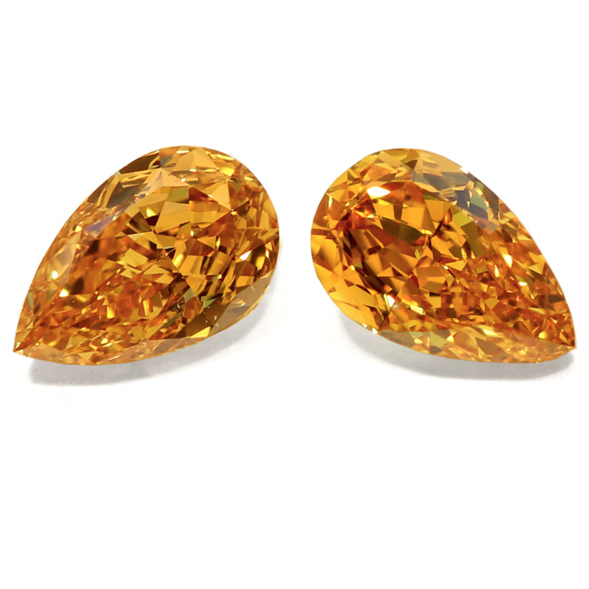 View 1.17 ct. Pear Shape Fancy Vivid y. Orange (Pair)