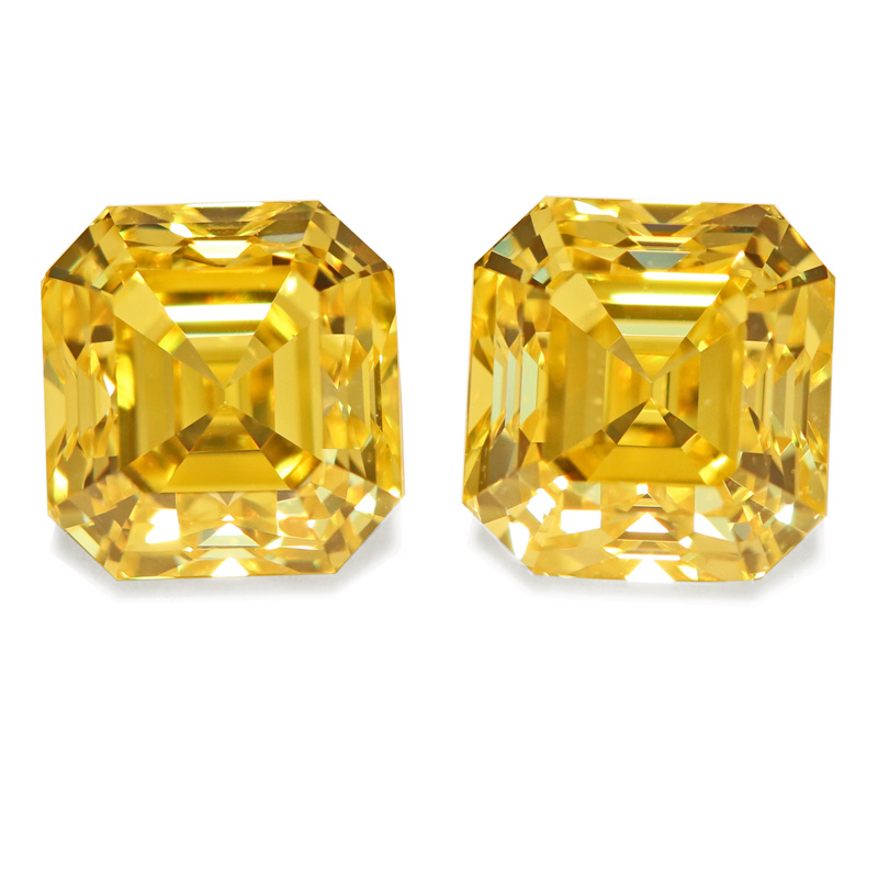 View 4.02 ct. Emerald Cut Fancy VIVID Yellow (Zimmi, Pair)