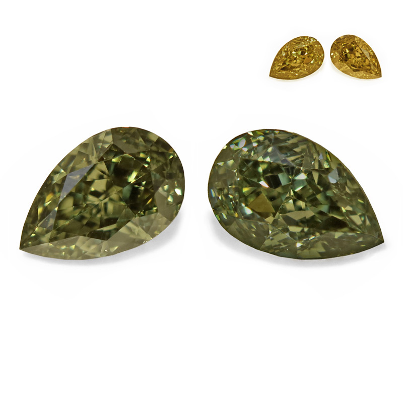 View 1 ct. Pear Shape Fancy Dark G. y. Green (Chameleon)