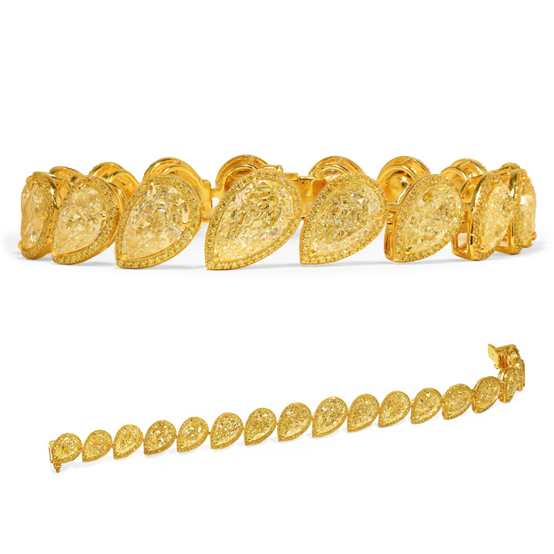 View 34.54 ct. Pear Shape Light Yellow (Bracelet)