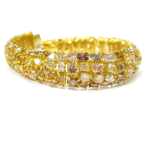 17ctw Chunky Fancy Color Diamond Bracelet 18k | Gem Gardener