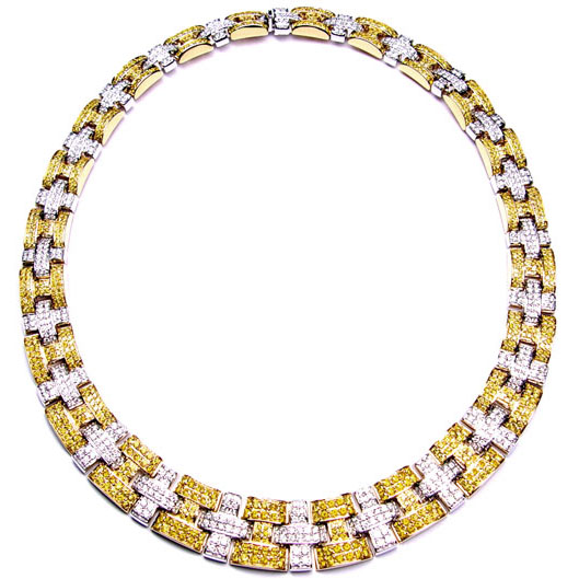 View Yellow and White Diamond Necklace