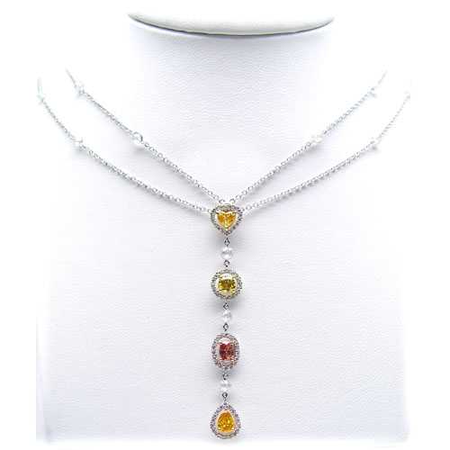 View 1.09ct Multicolor Fancy Shape Drop Necklace